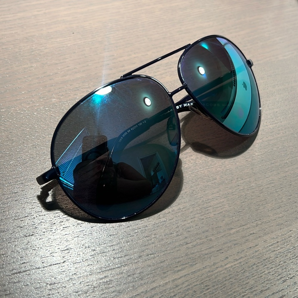 Marc Jacobs Blue Reflective Aviator Sunglasses